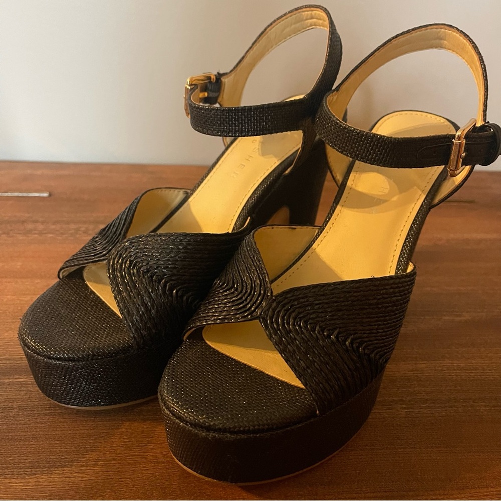 Marc Fisher LTD Starla Platform Block Heel Sandals | Black | Size 7.5